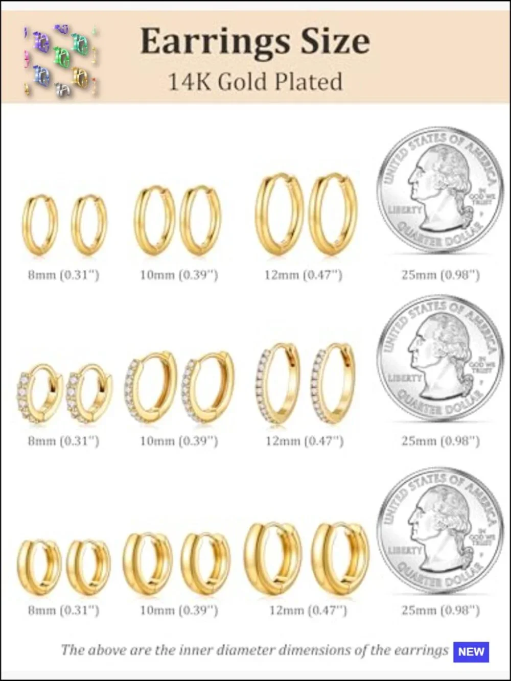 9 Pair Gold Hoop Earrings Set Huggie Earrings for Women Dainty Chunky Earrings